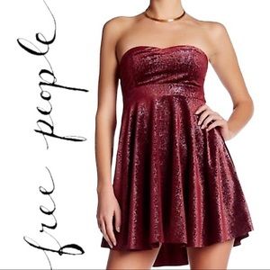 Free People Shattered Velvet Shine Strapless Mini Dress, size S